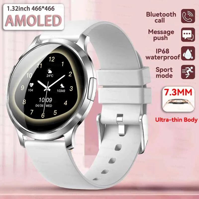 2025 NEW Smart Watch Women 1.32"AMOLED Sport Fitness Bracelet Custom Dial Watches Men Heart Rate  Bluetooth Call lady Smartwatch