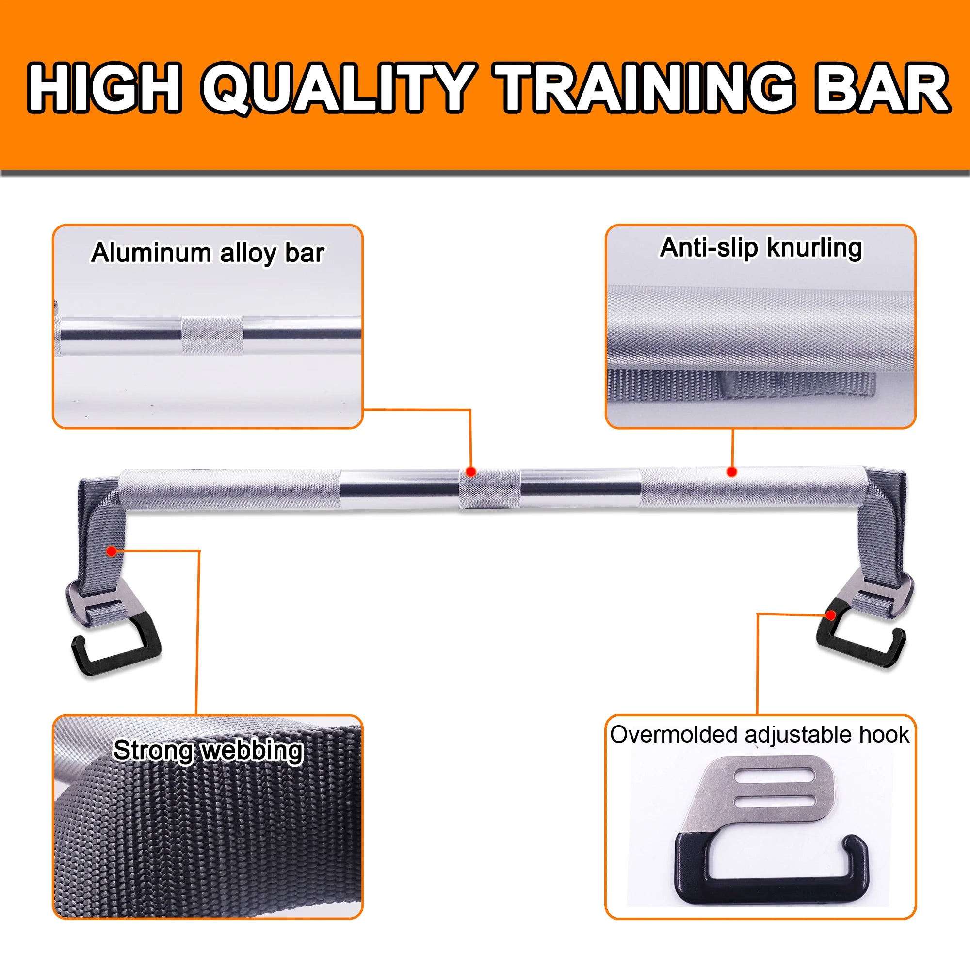 Adjustable Resistance Band Exercise Bar Large e-Type Hook Metal Bar for Loop Elastic Band Home Gym Workout Fitness Equipment