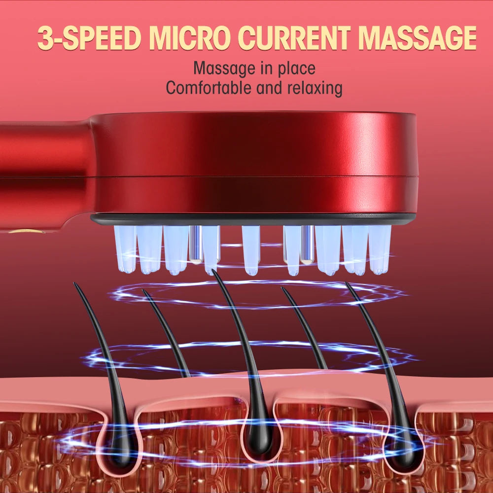 3 Modi Elektrischer Massagekamm Tragbarer Rotlicht-Laserkamm für Haarfollikel auf dem Kopf, Applikator für ätherische Öle