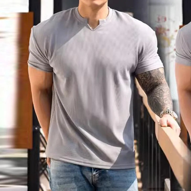 280g Heavy T-shirt Fabric Shoulder Pads With Large Anti-wrinkle Quick Drying Fitness Wear Sports Short Sleeve T-shirt For Men