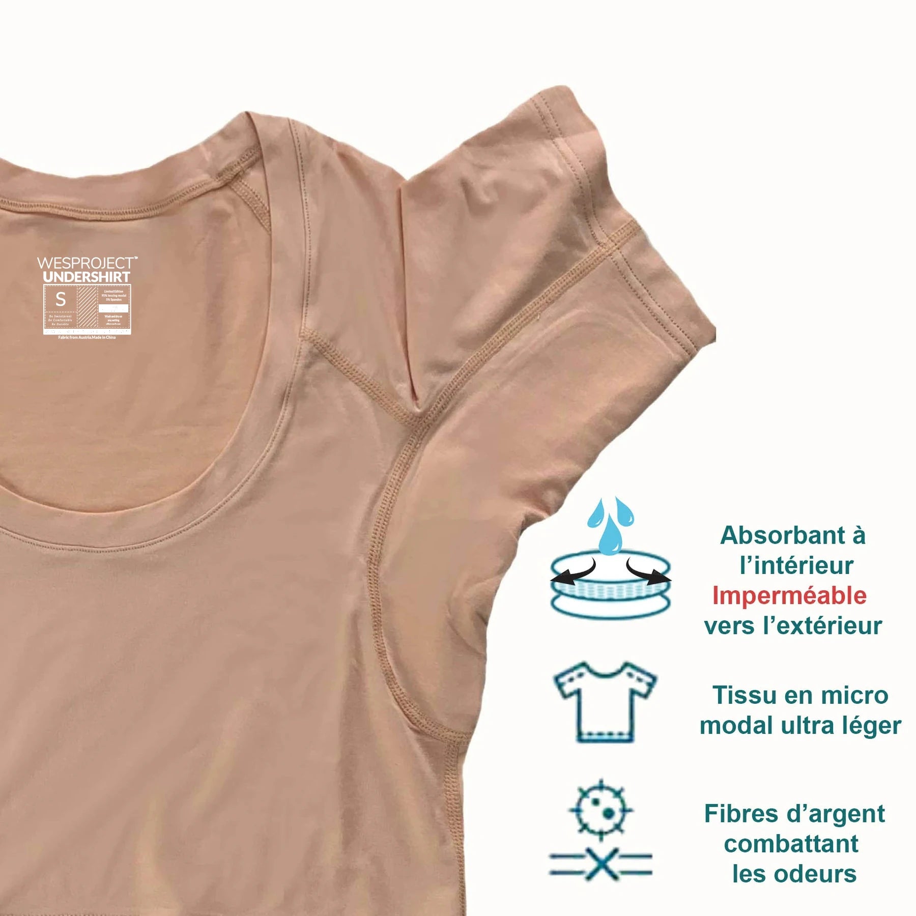 Herren Modal Schweißdicht Anti Gegen Achselschweiß Beständige Fitness Herren T-Shirts