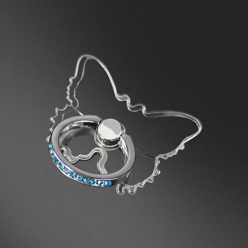 Transparenter Luxus-Schmetterlings-Fingerring-Handyhalter für iPhone 15 Smartphone-Sticker-Ständer-Zubehör faltbarer Halter