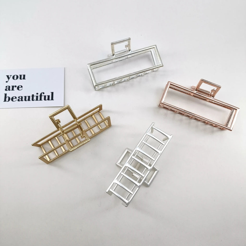 Goldener hohler geometrischer Haarspange Metall Haar Kralle Kreuz Haarspange Stirnband Haarnadel Splitter Haar Krabbe Frauen Mode Haar