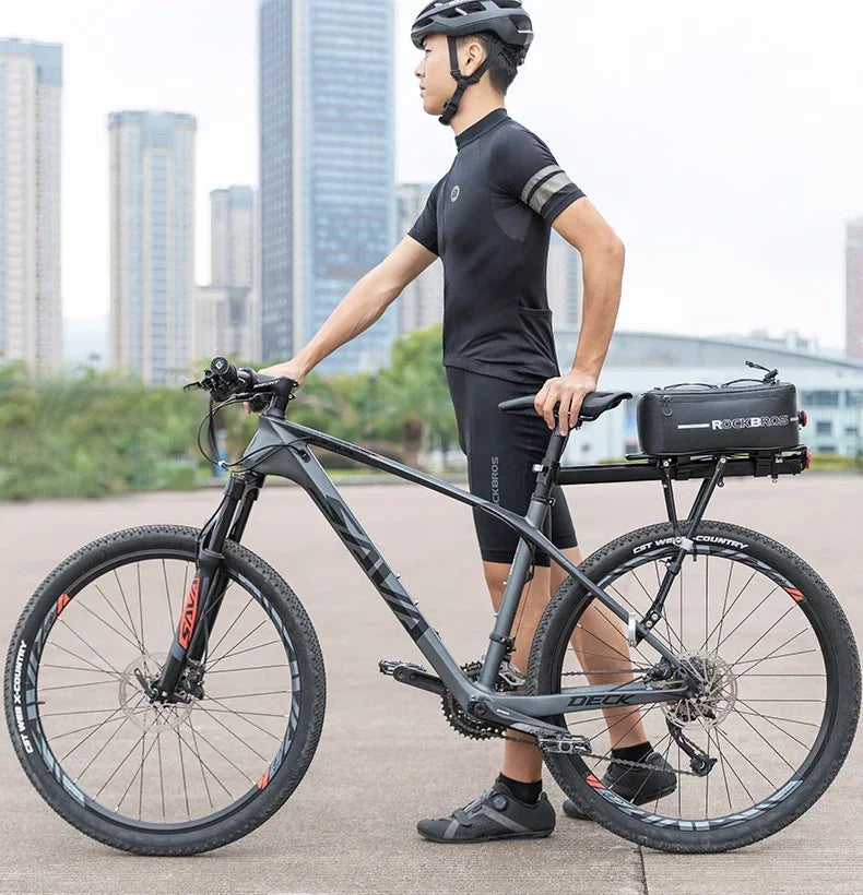 ROCKBROS Fahrradtasche 2-in-1 Reisefotografie Sport Fitness Umhängetasche PU Fahrradgepäckträger Rücksitz Aufbewahrungsbox Fahrradausrüstung