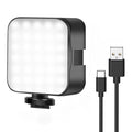 Miniluz de vídeo LED portátil, iluminación fotográfica de 6500 K, lámpara de relleno para selfie de teléfono móvil y transmisión en vivo con 3 zapatas frías, lámpara para vlogs