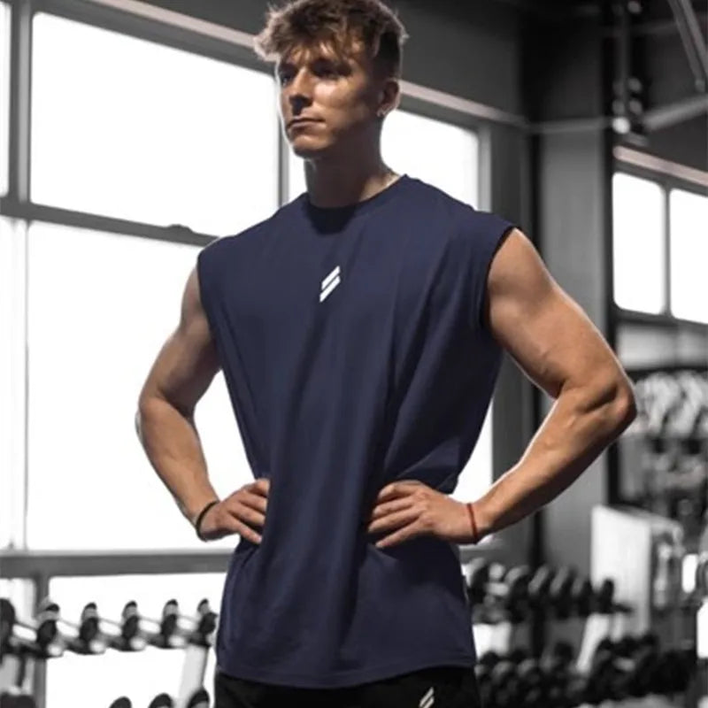 NewSummer Fitness Sport Tank Top Herren Atmungsaktiv Locker Sitzen Training Ärmelloses T-Shirt Schnelltrocknende Weste Herren Fitness Kleidung