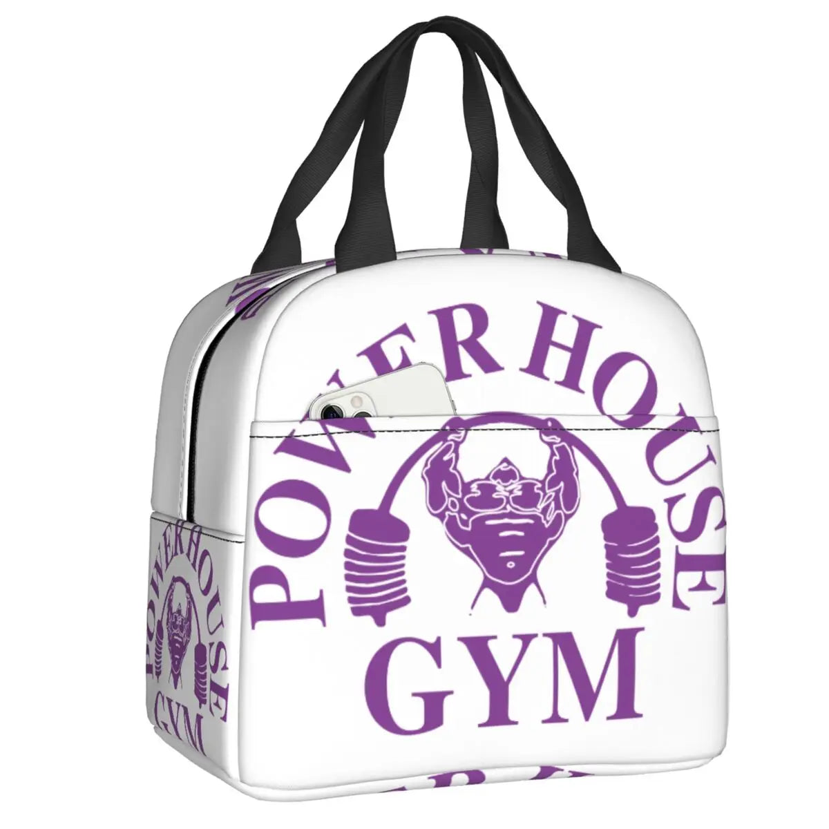 Powerhouse Gym Logo Insulated Lunch Bags for Work School Bodybuilding Fitness Portable Thermal Cooler Bento Box Women Kids