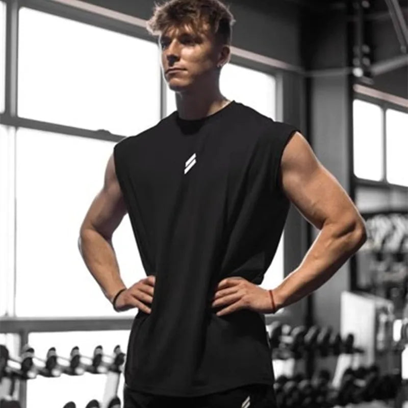 NewSummer Fitness Sport Tank Top Herren Atmungsaktiv Locker Sitzen Training Ärmelloses T-Shirt Schnelltrocknende Weste Herren Fitness Kleidung