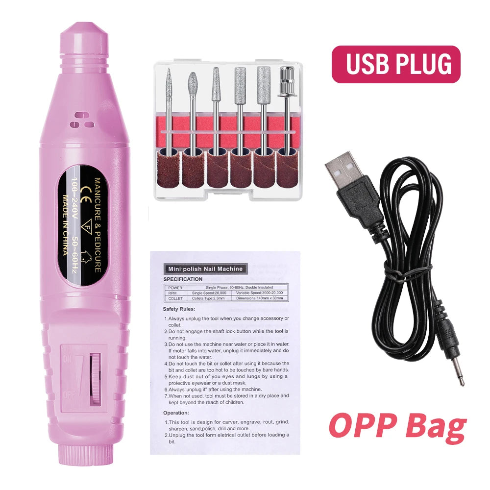 6-in-1 Electric Nail Drill Kit, Up to 20,000 RPM