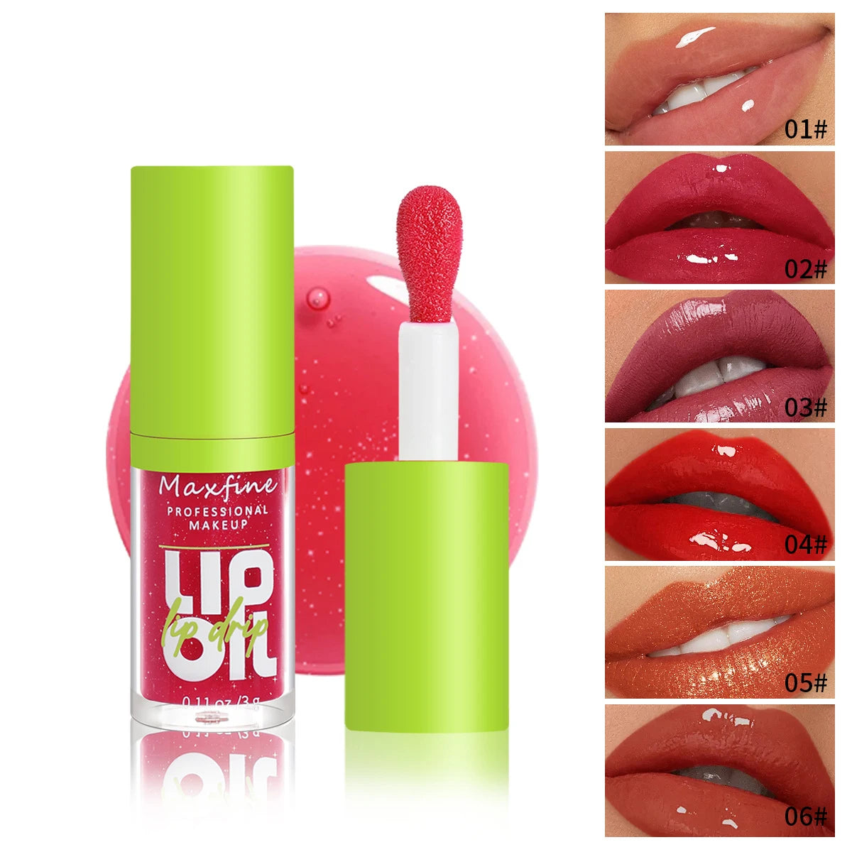 Lipgloss Wasserfest Lang anhaltend Feuchtigkeitsspendend Antihaft-Becher Nicht verblassend Flüssiger grüner Verpackungs-Lipgloss Kosmetik