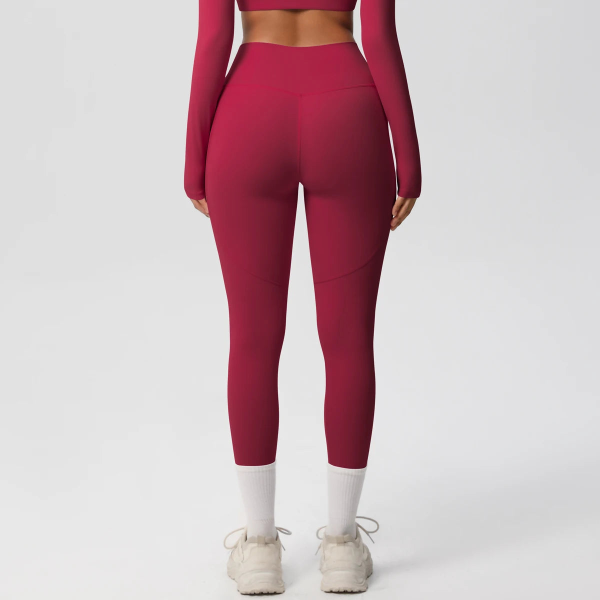 Damen High Waist Leggings Stretch Yogahose Strumpfhose mit Taschen Push Up Fitness Laufbekleidung Unifarbene Hose