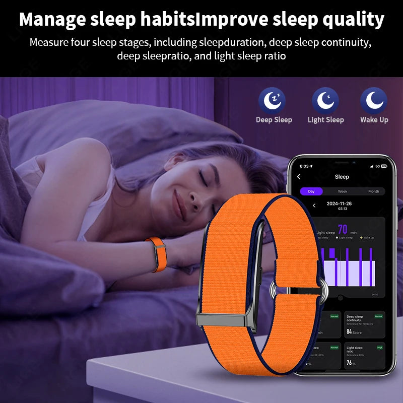 LIGE Smartwatch ohne Display Herren Herzfrequenz Blutdruck Gesundheitsmonitor Armband Smart Armreif Sport Fitness Damen Smartwatch