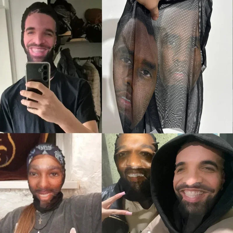 Máscara divertida con patrón 3D realista, malla elástica, máscara facial completa para hombres y mujeres, tocado de cosplay de Halloween, capucha traviesa, accesorio de cosplay para fiestas