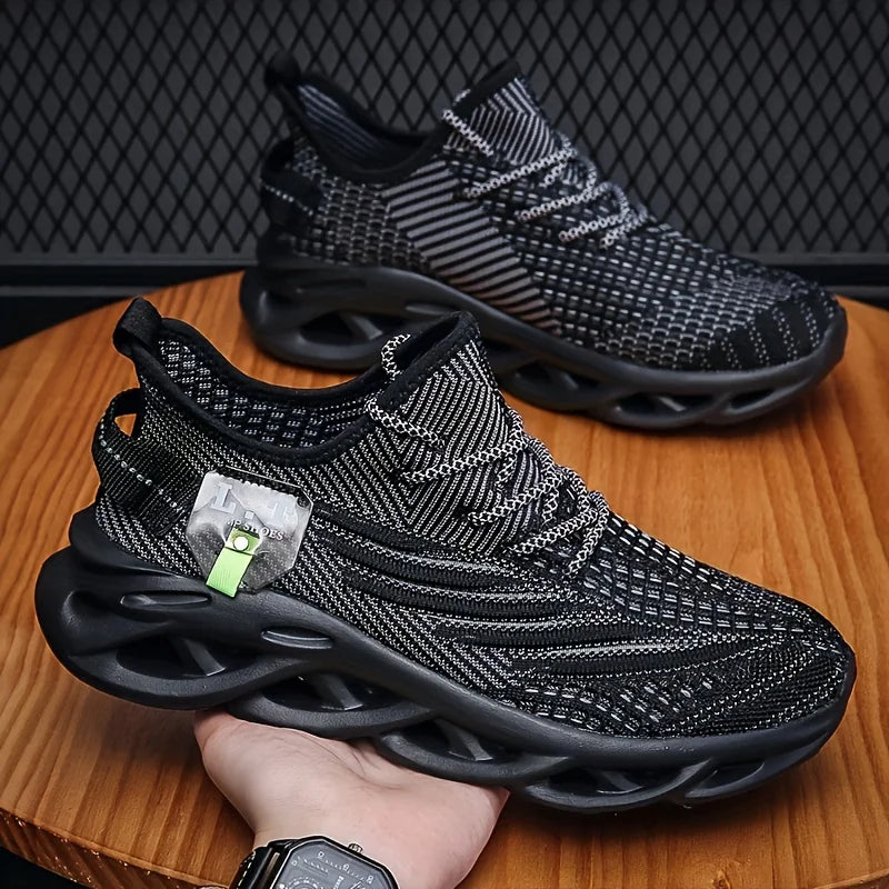 Herren Sport Laufen Schwarz Jogging Schuhe Freizeit Turnschuhe Outdoor Atmungsaktives Mesh Damen Leichte Stoßdämpfung Schwarze Tennis