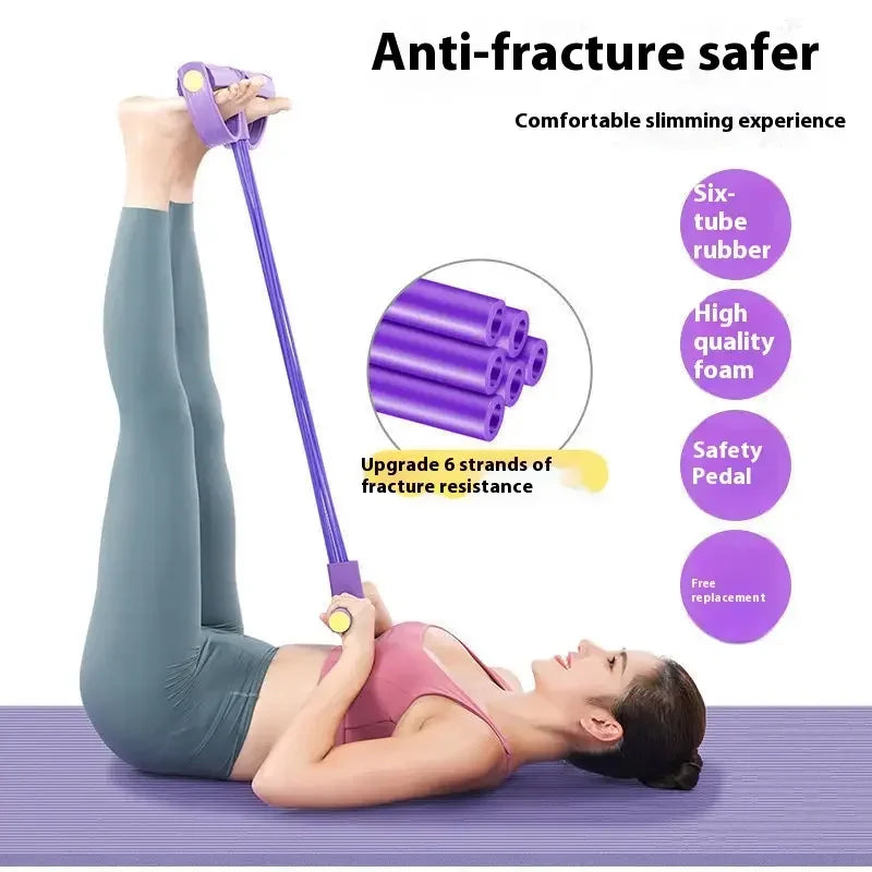 1PCS Multifunktions-Spannseil mit 4 Röhren, elastischer Yoga-Pedal-Puller-Widerstandsband, Naturkautschuk-Spannseil Fitnessgeräte