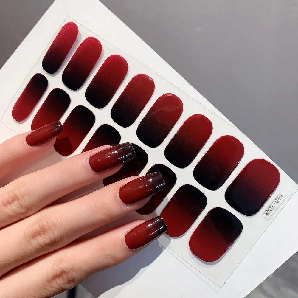 Semi-cured Gel-Nagelsticker, einfarbig, halbgebackene Nagelspitzen, vollständige Aufkleber, UV-Lampe erforderlich