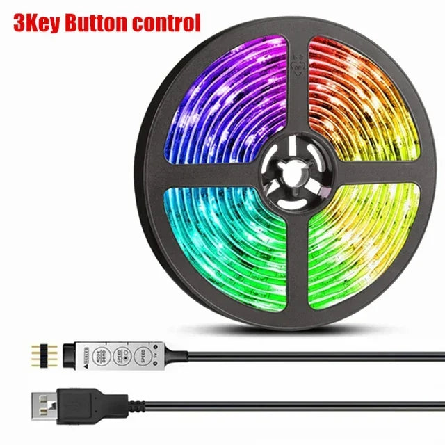 RGB LED-Lichtstreifen USB 5V Musik-Synchronisation RGB 5050 LED-Leuchten Flexible Lampenbänder für TV-Hintergrundbeleuchtung Raumdekoration 1m-30m