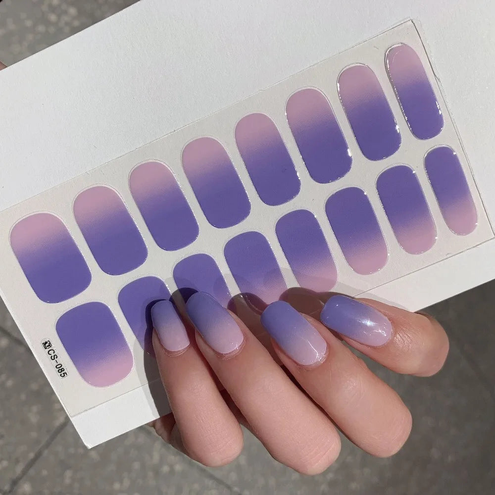 Semi-cured Gel-Nagelsticker, einfarbig, halbgebackene Nagelspitzen, vollständige Aufkleber, UV-Lampe erforderlich