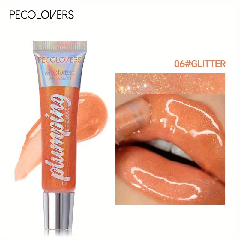 Glitzerndes Lippenöl Getönt Für Volleren Lippeneffekt, Kollagen-Lipgloss, Feuchtigkeitsspendende Lippenpflege Extreme Volumen Lippenessenz Lippenverstärker