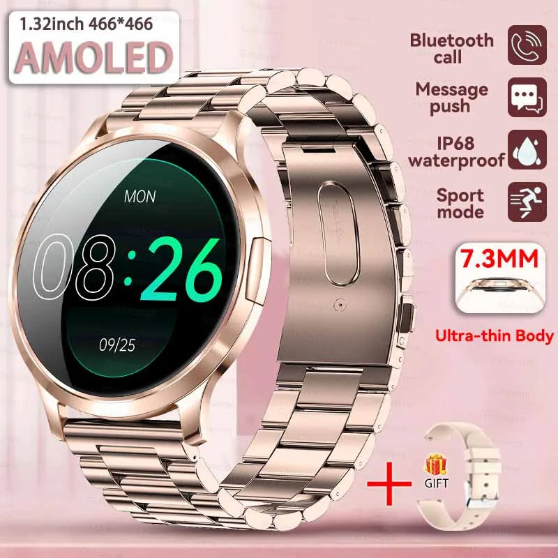 2025 NEW Smart Watch Women 1.32"AMOLED Sport Fitness Bracelet Custom Dial Watches Men Heart Rate  Bluetooth Call lady Smartwatch