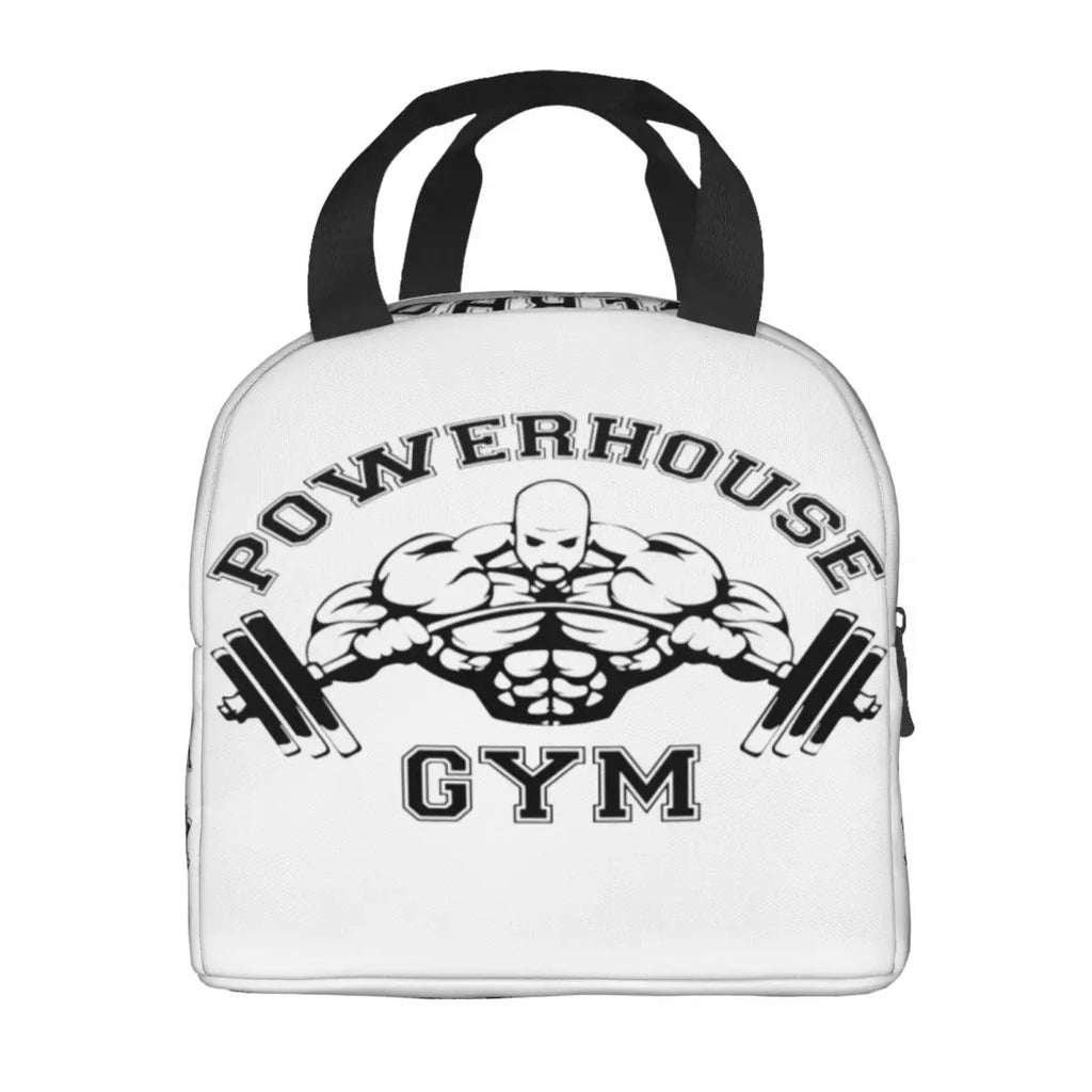 Powerhouse Gym Logo Isolierte Lunchtaschen für Arbeit Schule Bodybuilding Fitness Tragbare Thermokühler Bento Box Frauen Kinder