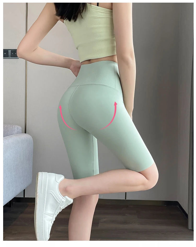 BIVIGAOS Liquid Cycling Shorts Women Honeycomb High Waist Tummy Control Butt Lifter Seamless Fitness Sports Biker Short Leggings