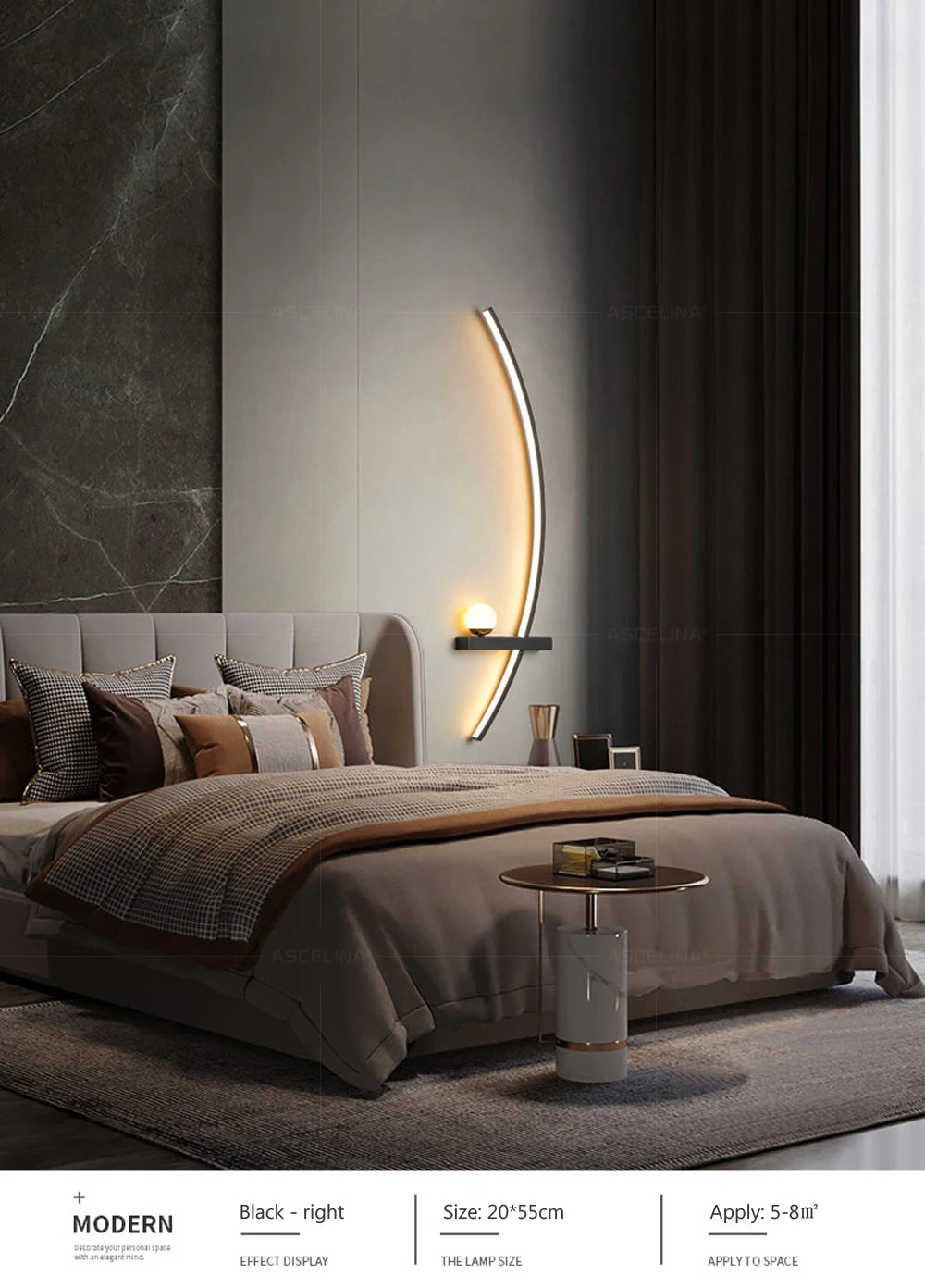 LED Wandlampe 55/105CM Smarte Fernbedienung Links Rechts Beleuchtung Wandleuchte Schlafzimmer Nachttisch Wohnzimmer Zuhause LED Lichter Leuchte