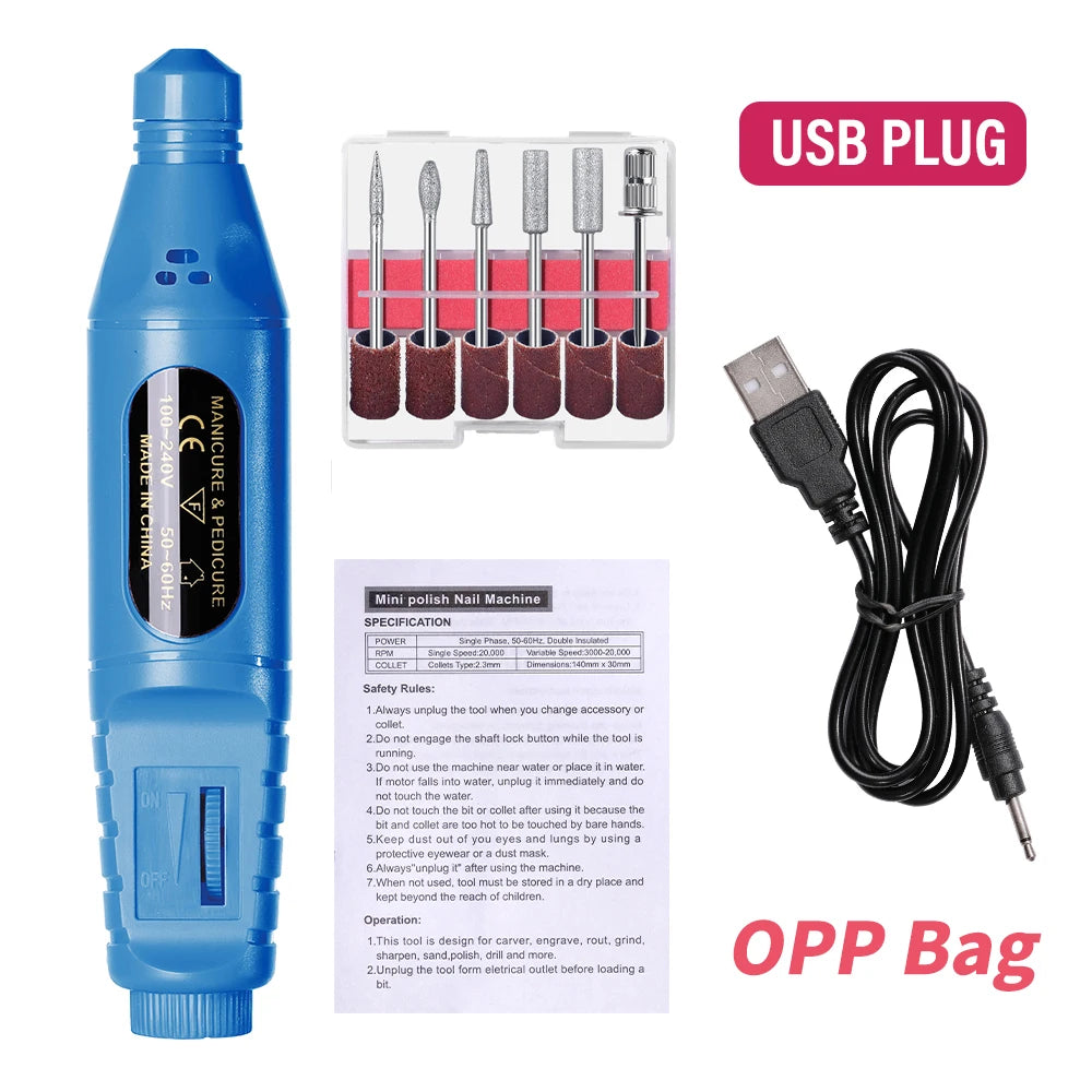 6-in-1 Electric Nail Drill Kit, Up to 20,000 RPM