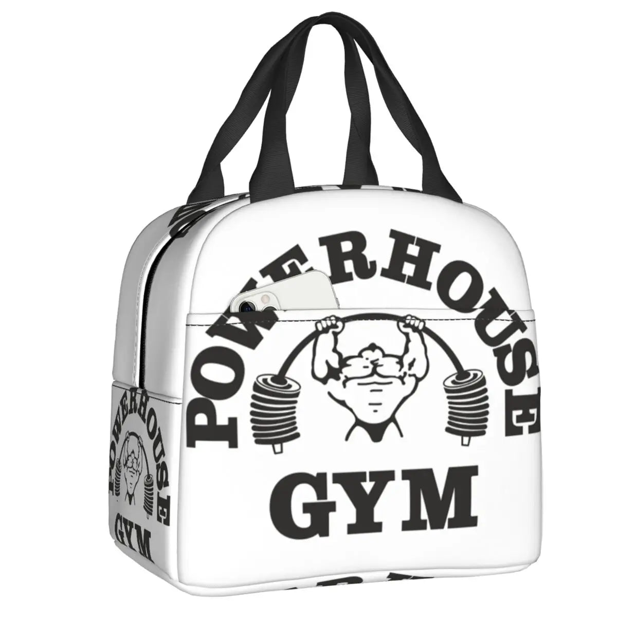 Powerhouse Gym Logo Insulated Lunch Bags for Work School Bodybuilding Fitness Portable Thermal Cooler Bento Box Women Kids