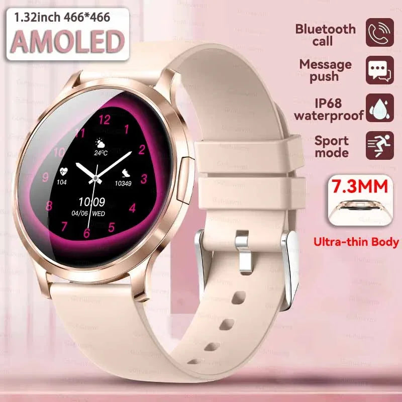 2025 NEW Smart Watch Women 1.32"AMOLED Sport Fitness Bracelet Custom Dial Watches Men Heart Rate  Bluetooth Call lady Smartwatch
