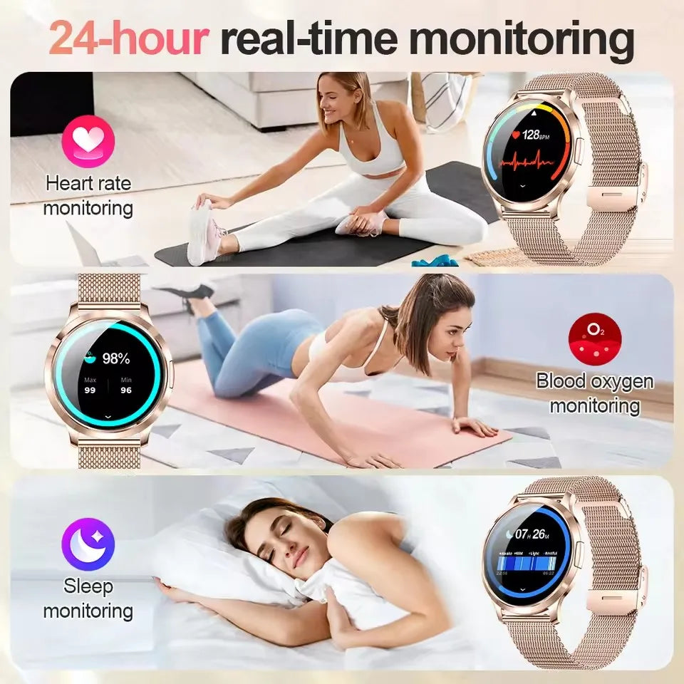 2025 NEU Smartwatch Damen 1,32"AMOLED Sport Fitness Armband Benutzerdefiniertes Zifferblatt Uhren Herren Herzfrequenz Bluetooth Anruf Damen Smartwatch