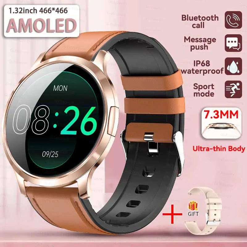 2025 NEW Smart Watch Women 1.32"AMOLED Sport Fitness Bracelet Custom Dial Watches Men Heart Rate  Bluetooth Call lady Smartwatch