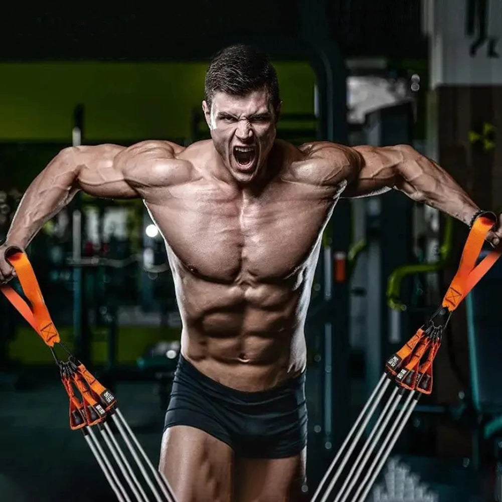 Widerstandsbänder Fitnessbänder Set Hochbelastbare Trainingsbänder mit Griffen Gewichtsbänder Multifunktional für Yoga Home-Workouts