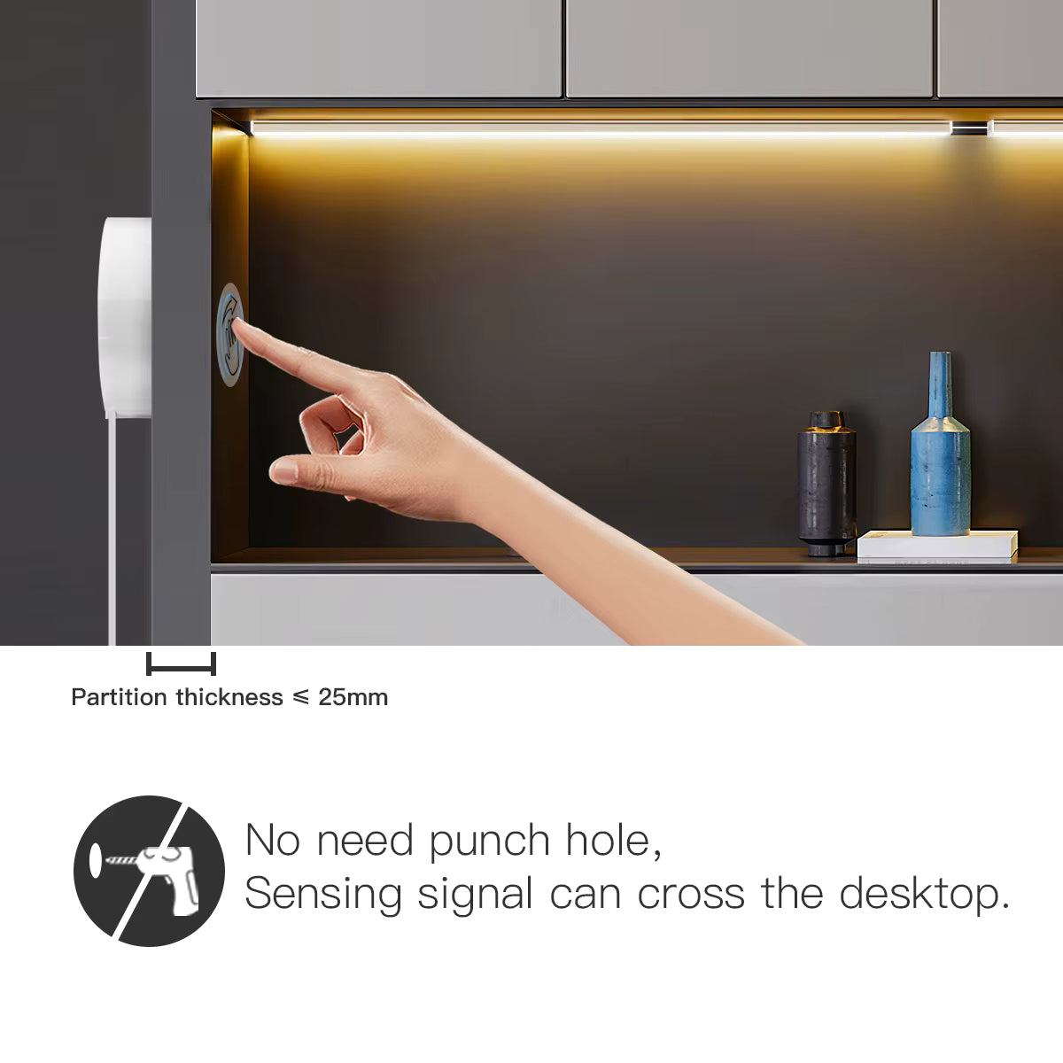 Penetrable Wood Touch Sensor Dimmable LED Lights Motion Sensor Under Cabinet Kitchen Light Aluminum Bar Lamp Wardrobe Shelf Deco