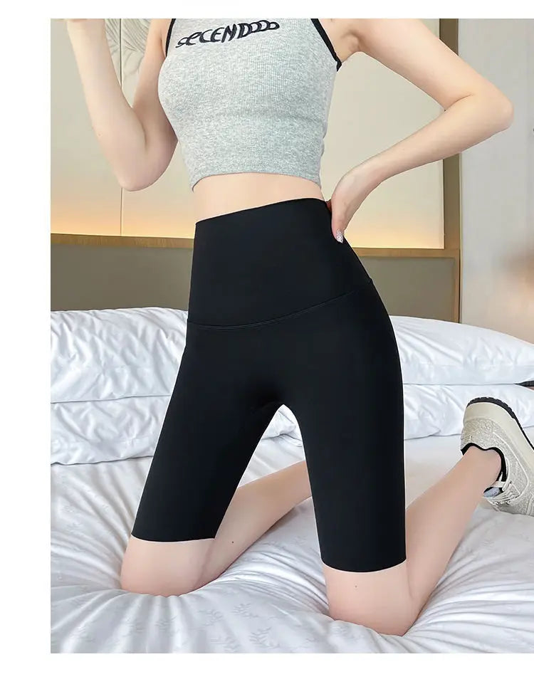 BIVIGAOS Liquid Cycling Shorts Women Honeycomb High Waist Tummy Control Butt Lifter Seamless Fitness Sports Biker Short Leggings