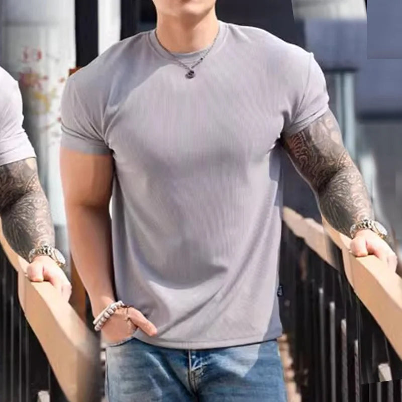 280g Heavy T-shirt Fabric Shoulder Pads With Large Anti-wrinkle Quick Drying Fitness Wear Sports Short Sleeve T-shirt For Men