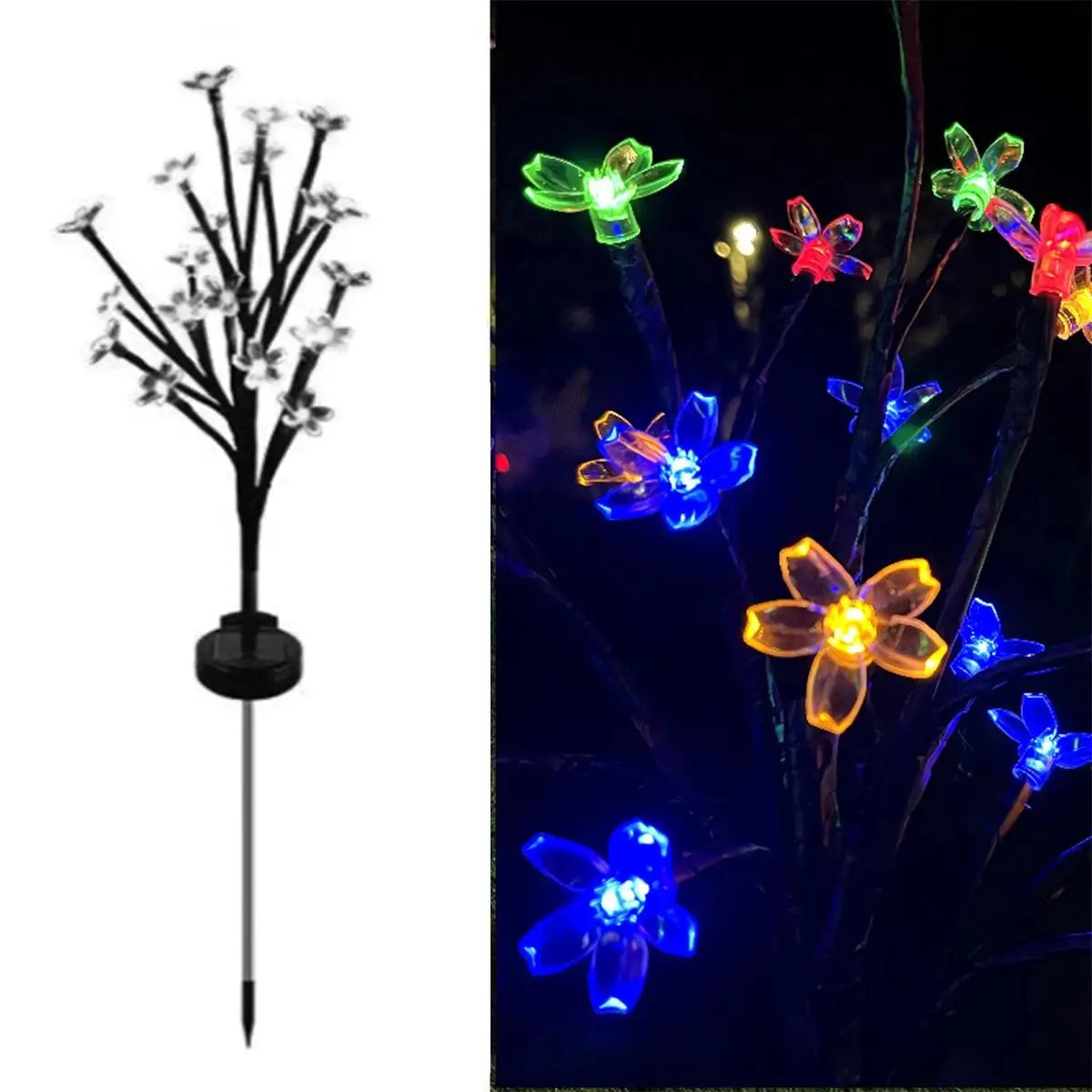 Solar Cherry Blossom Ground Lamp Waterproof Garden Powered Light Led Lights Landscape Flower Outdoor Atmosphere Pathway Lighting