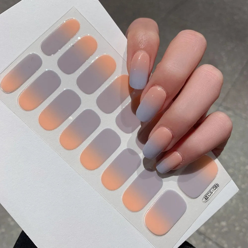 Semi-cured Gel-Nagelsticker, einfarbig, halbgebackene Nagelspitzen, vollständige Aufkleber, UV-Lampe erforderlich