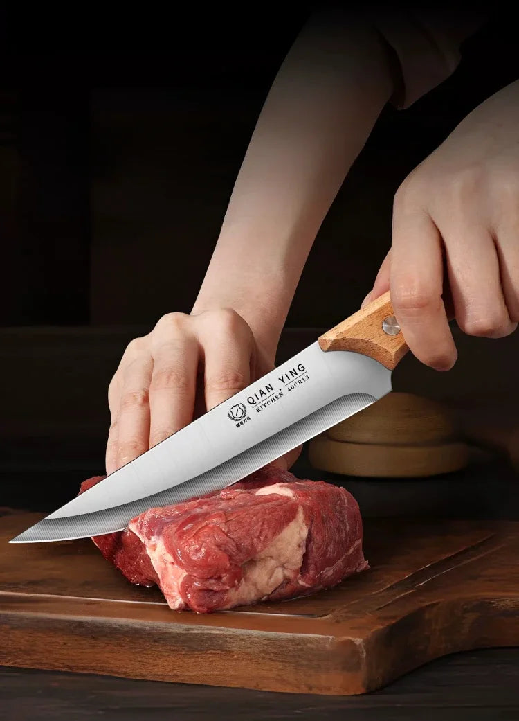 Professional forging bone removal and slicing knife set, kitchen knife with wooden handle, meat cutting knife with blade sheath