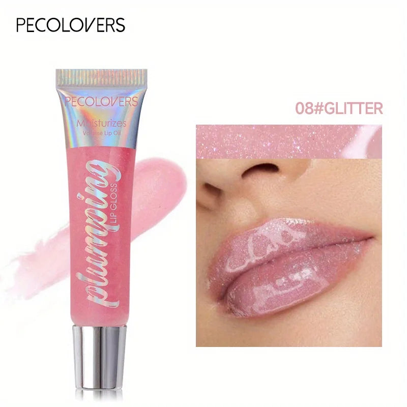 Glitzerndes Lippenöl Getönt Für Volleren Lippeneffekt, Kollagen-Lipgloss, Feuchtigkeitsspendende Lippenpflege Extreme Volumen Lippenessenz Lippenverstärker