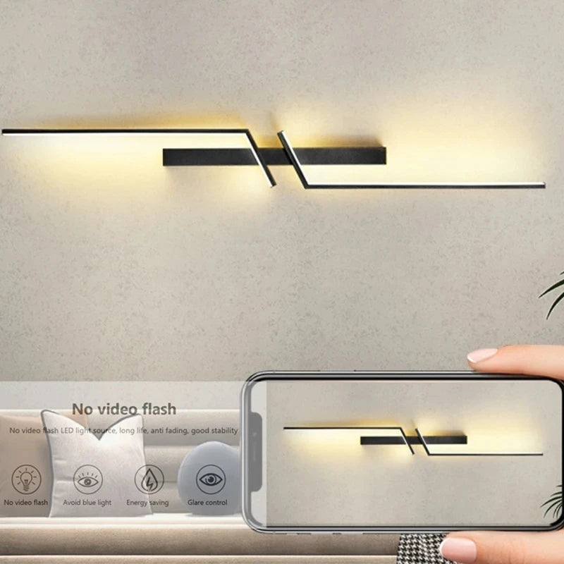 Moderne Kreative LED-Streifen-Wandleuchte, minimalistische Schlafzimmer-Nachttisch-Wandlampe, LED-Leuchten, Wohnzimmer TV-Sofa Hintergrund-Wandleuchte