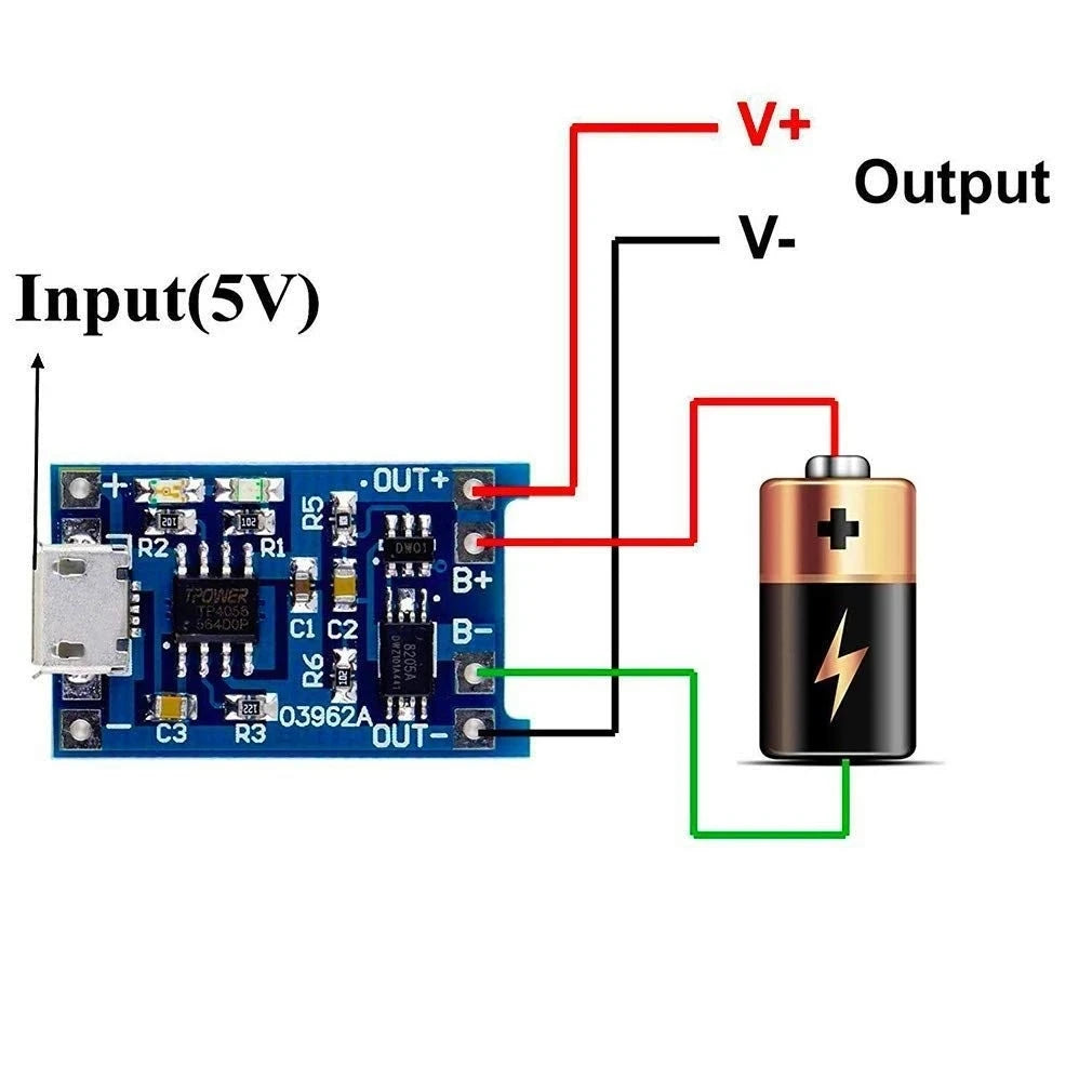 2/5 Stück 5V 1A Micro/Type-C/Mini 18650 TP4056 Lithium-Batterie-Ladegerät-Modul Ladeplatine mit Schutzfunktion Dual-Funktionen Li-Ion