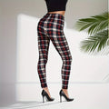 Khakifarbene karierte Sport- und Fitness-Leggings für Damen