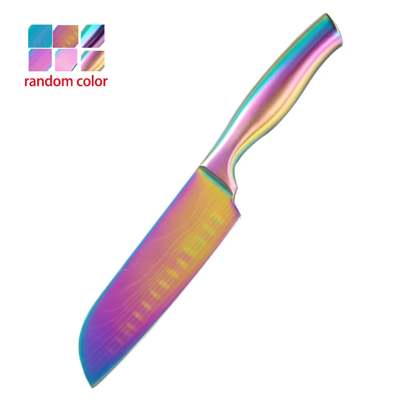 BAFENGS Rainbow Stainless Steel Kitchen Knife Set