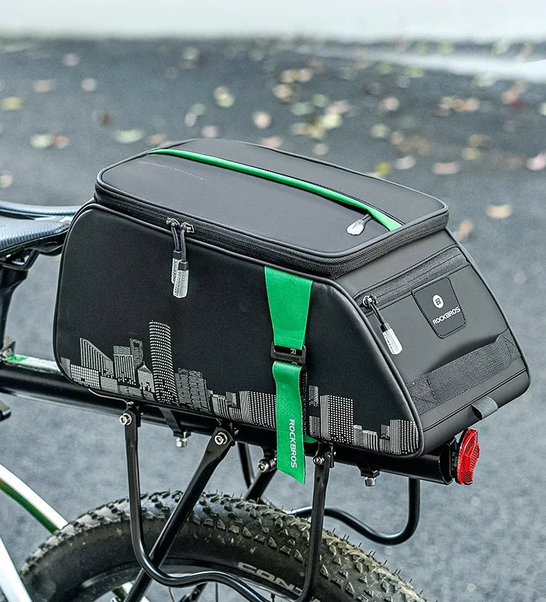 ROCKBROS Fahrradtasche 2-in-1 Reisefotografie Sport Fitness Umhängetasche PU Fahrradgepäckträger Rücksitz Aufbewahrungsbox Fahrradausrüstung