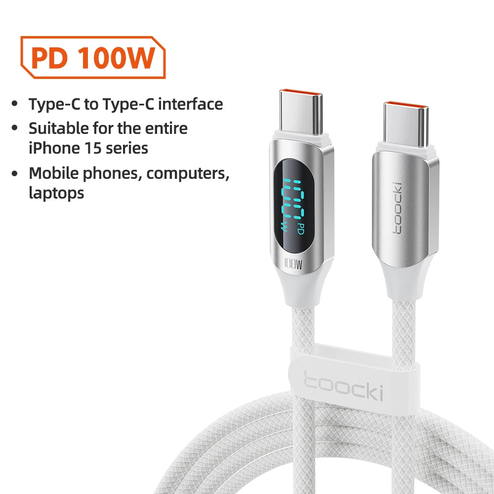 Toocki 100W USB-C Charging Cable with Display
