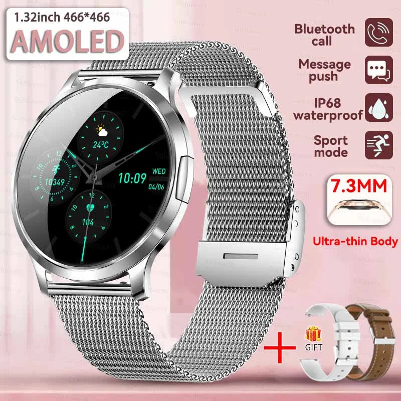 2025 NEW Smart Watch Women 1.32"AMOLED Sport Fitness Bracelet Custom Dial Watches Men Heart Rate  Bluetooth Call lady Smartwatch