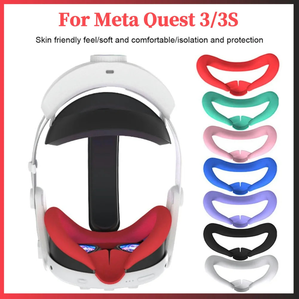 Silicone VR Mask Face Cushion Sweatproof Face Mask LightproofMask Face Pad Washable Replacement for Meta Quest 3 Accessories