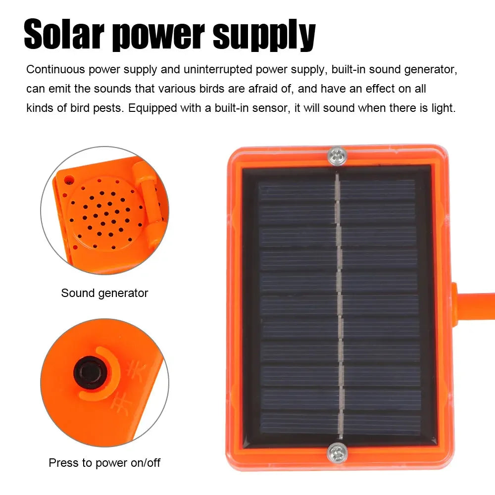 Automatische Vogelabwehr Solar & Windbetrieben 360° Drehbar mit Reflektierendem Klang zur Abschreckung für Garten, Hof und Außenbereiche