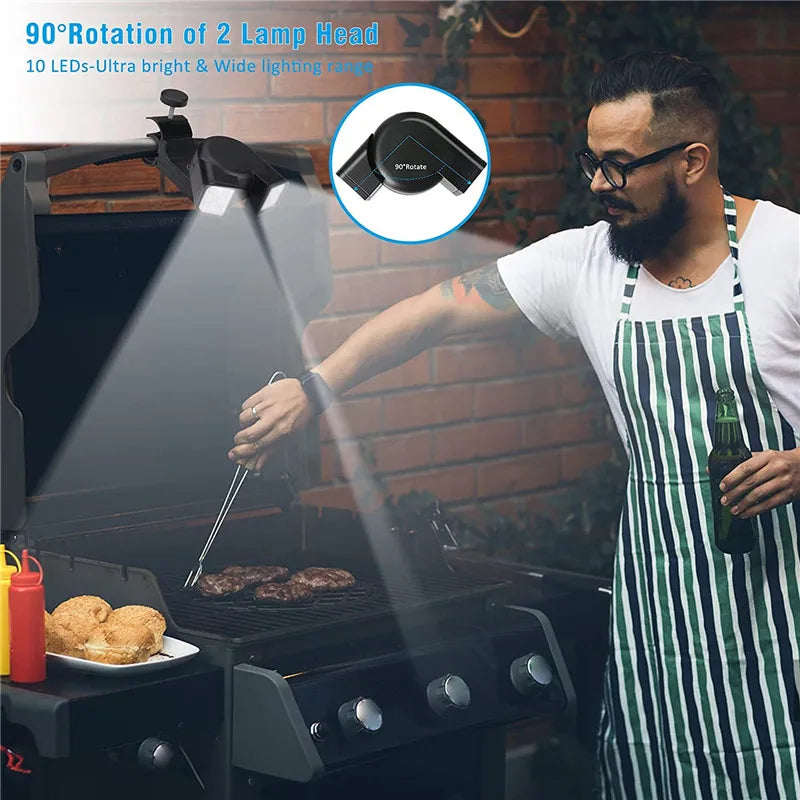 Tragbare BBQ Grillleuchte LED-Licht Taschenlampe Beleuchtungslampe mit Griffhalterungsclip für Barbecue Grillen Outdoor-Zubehör